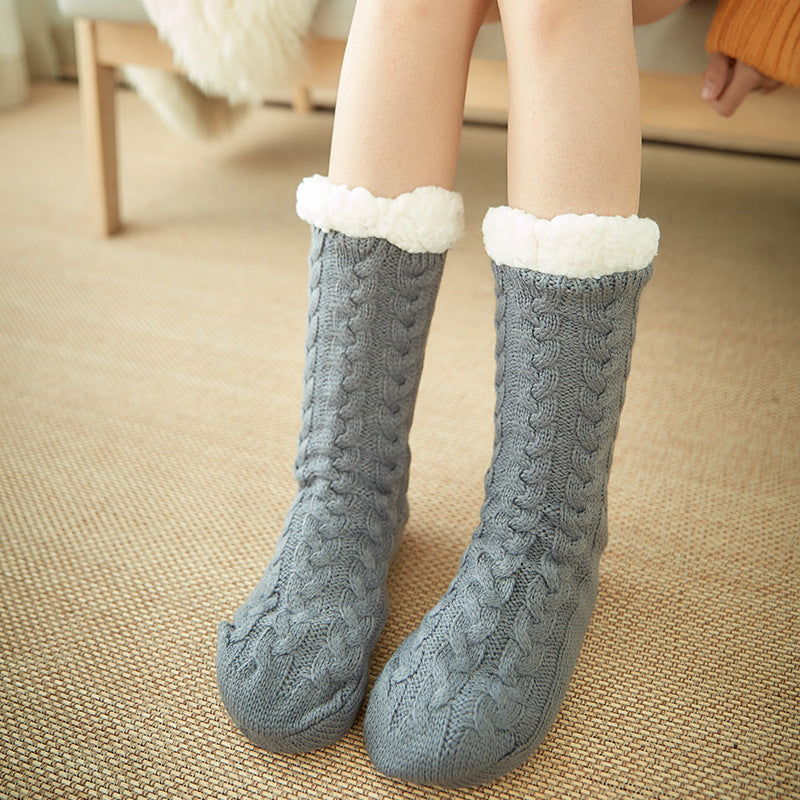 Non-Slip Plush Fuzzy Slipper Socks with Grippers
