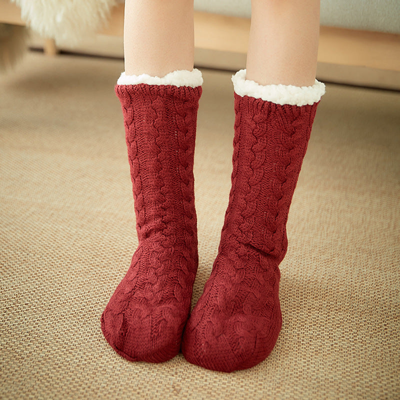 Non-Slip Plush Fuzzy Slipper Socks with Grippers